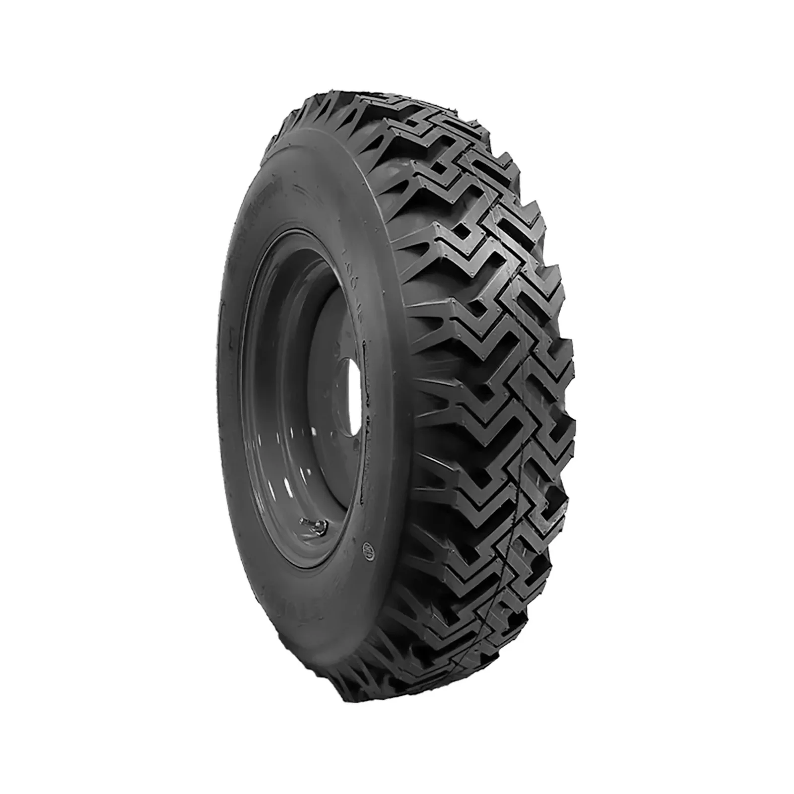 7.50x16 (7.50-16) OTR 10-Ply Skid Steer Heavy Duty Tire Mounted on Gloss Black Rims